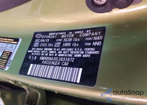 2020 Hyundai Venue Se из США, поврежденный, VIN KMHRB8A3XLU031872